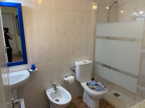 Dusche, Haartrockner, Bidet, Handtücher