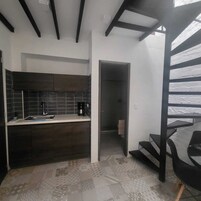 Basic Duplex, 1 Queen Bed with Sofa bed (#5 Acogedor) | Private kitchen | Full-size fridge, coffee/tea maker, blender, griddle