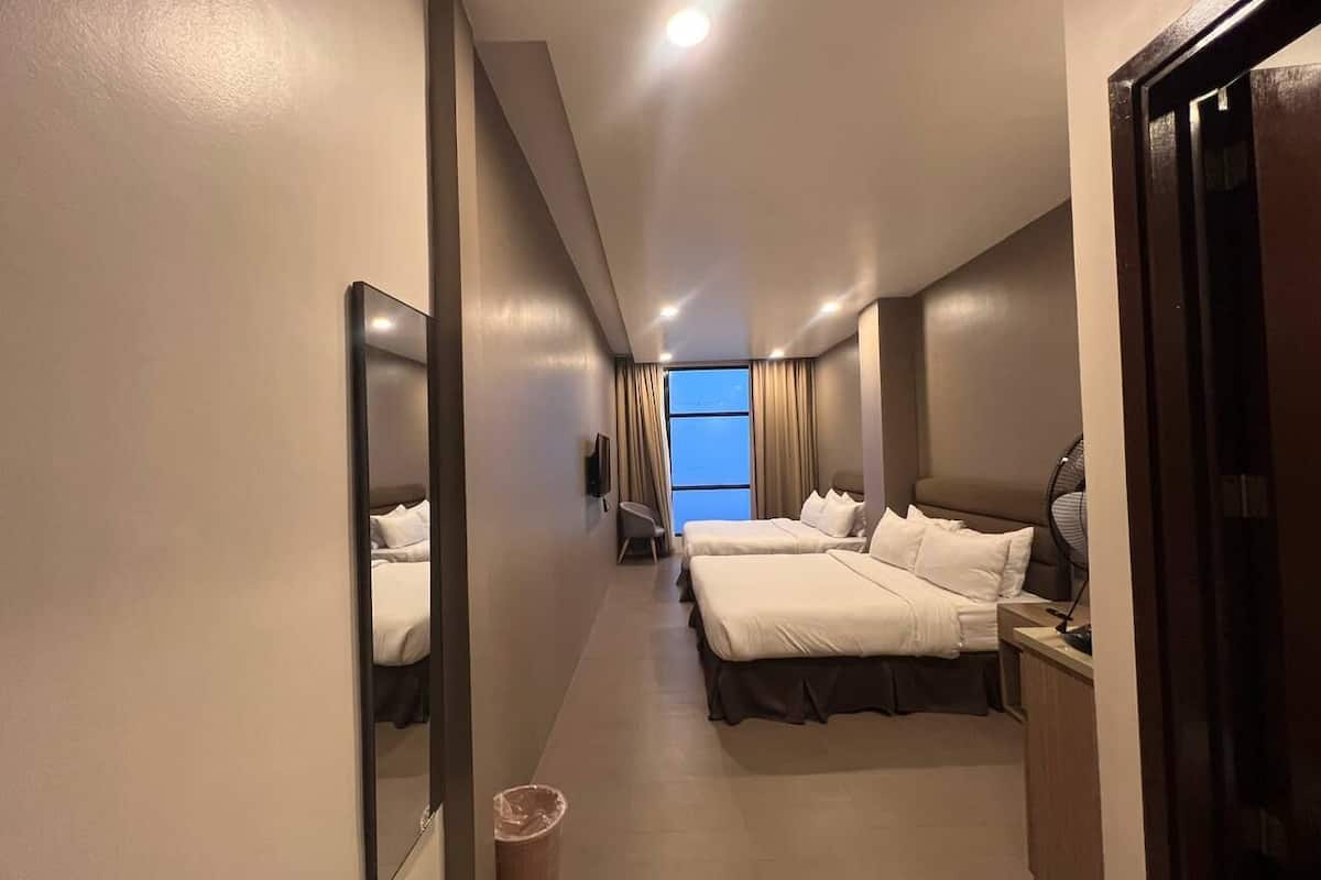 Basic Quadruple Room, 2 Double Beds, City View | 1 bedroom, desk, iron/ironing board, free WiFi