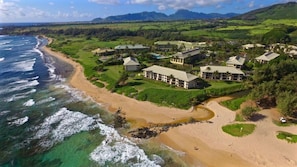 Plage à proximité, chaises longues, serviettes de plage