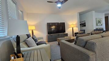 Smart TV, foosball, table tennis, books