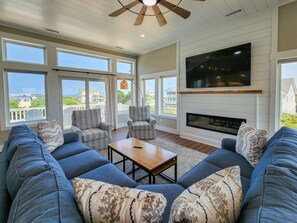 TV, table football, stereo - Aquarius - beautiful 6 bed room home w/Private Pool & Pickleball court! (Southern Shores)