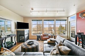 TV, fireplace
