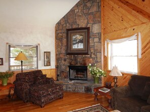 Cottage, 2 Bedrooms | Living area - Luxury, loft, log-sided two bedroom Harbor North cottage on Lake Ouachita. by RedAwning (Mount Ida)