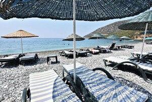 Private beach, white sand, free beach shuttle