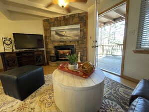 Fireplace, books