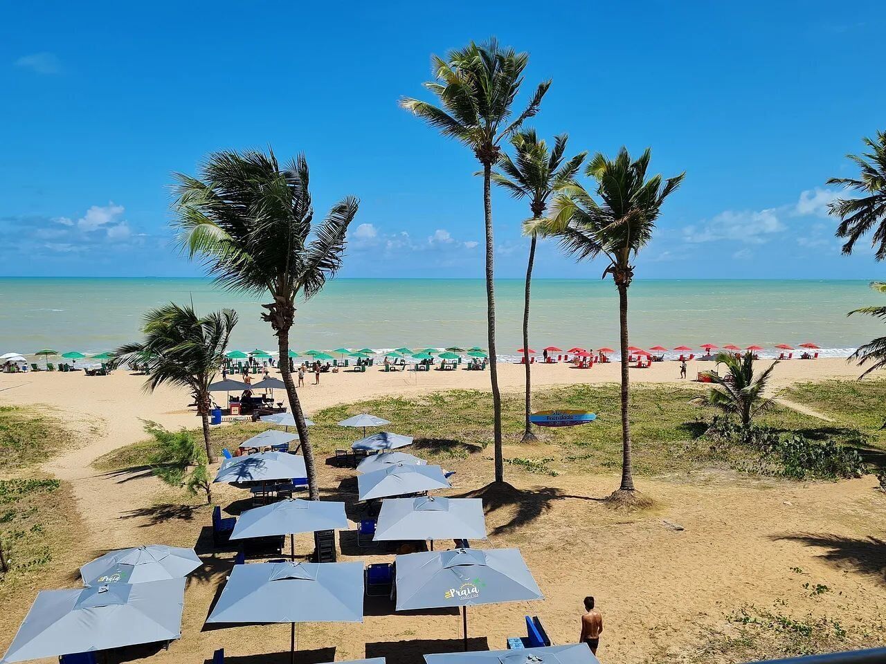 On the beach, white sand