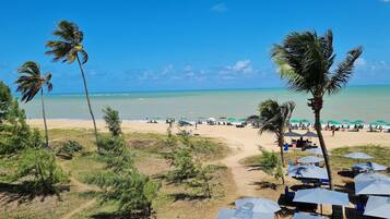 On the beach, white sand