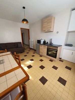 Fridge, microwave, oven, stovetop - F2 air-conditioned condominium with swimming pool  (Orange)