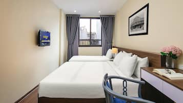 Desk, blackout drapes, iron/ironing board, free WiFi