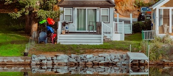 Lakefront; view of ski mountain, firepit, dock, kayaks, paddle board