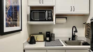 Small & mighty — while well-appointed, this is a kitchenette, not a full kitchen