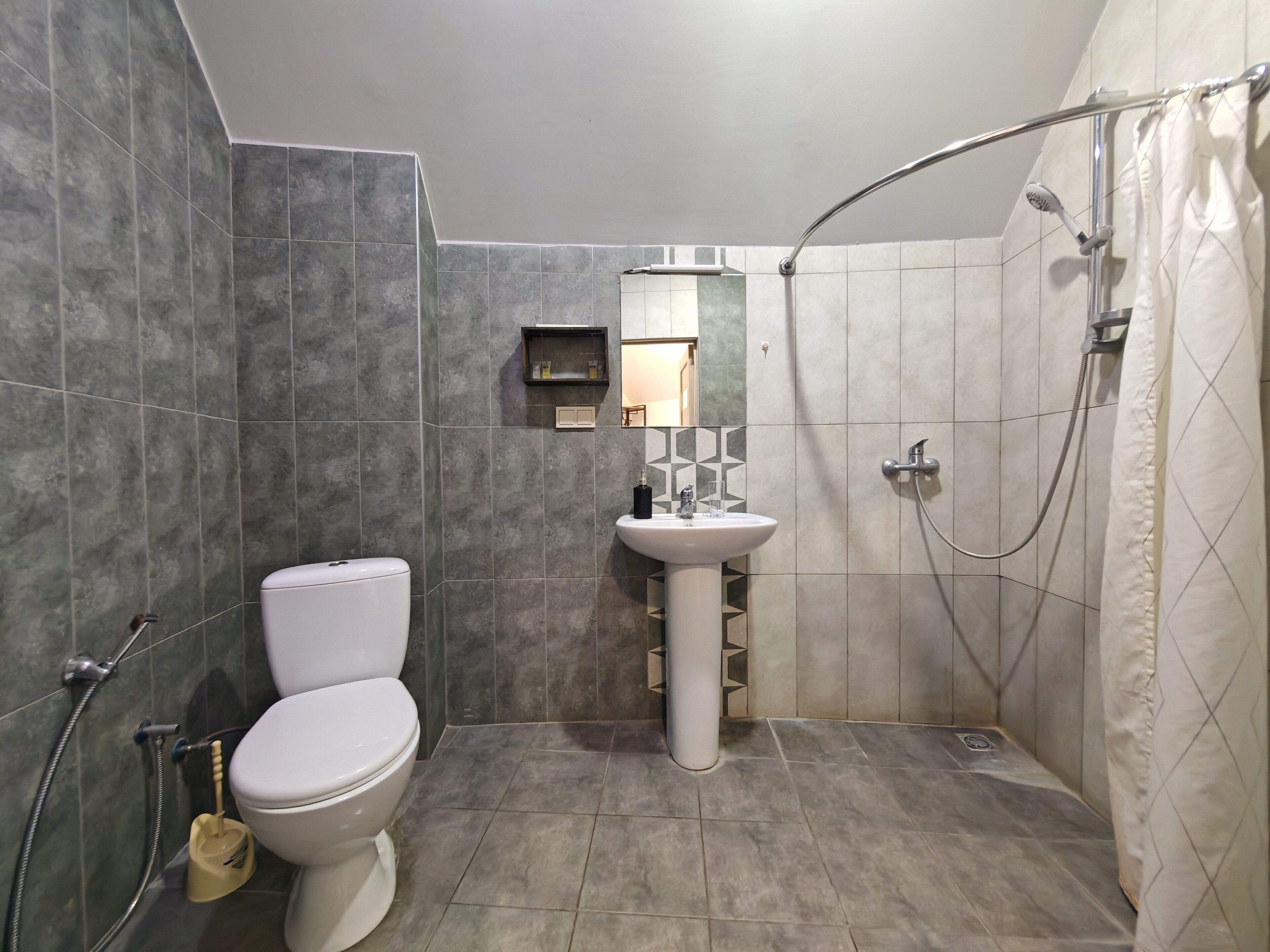 family double or twin room | bathroom | shower, free toiletries, hair dryer, slippers