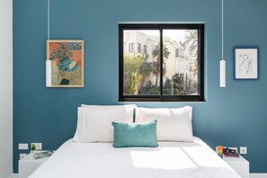 2 bedrooms, laptop workspace, blackout curtains, iron/ironing board