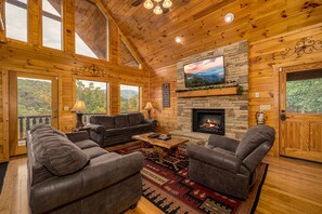 Smart TV, fireplace, DVD player