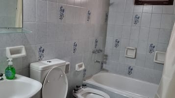 Secadora de cabello, bidet, toallas, jabón