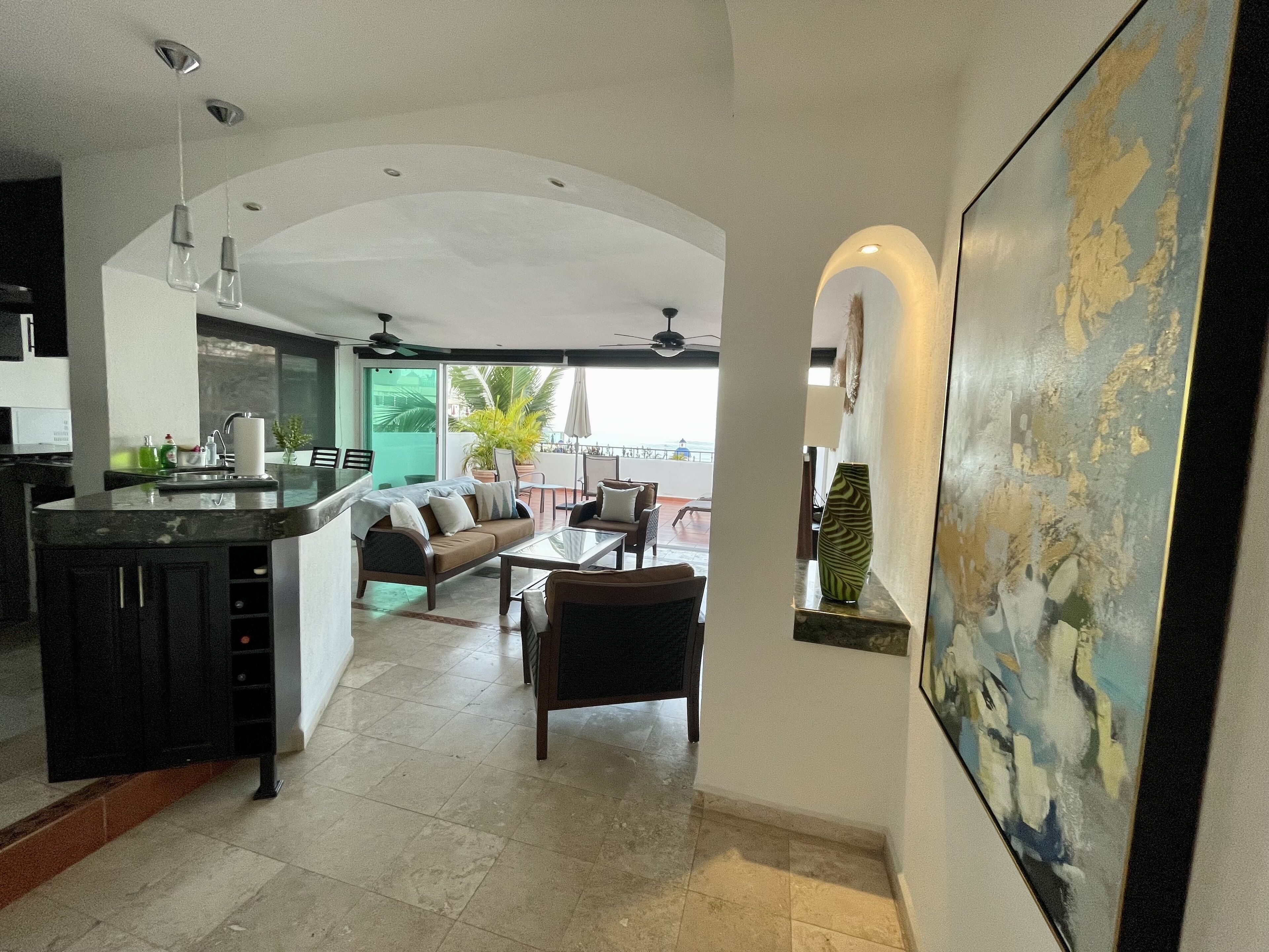 Entrance hallway view of living area