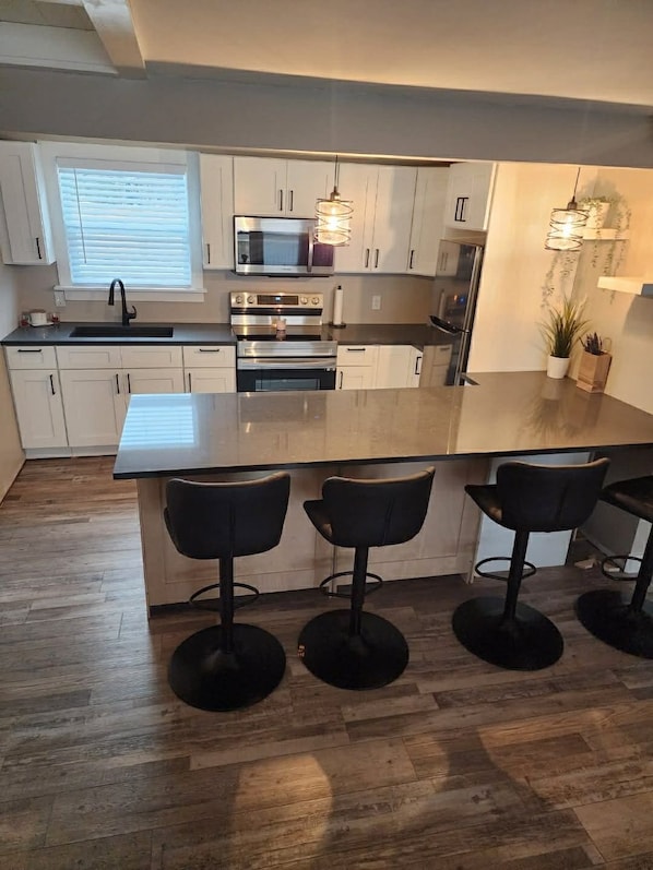 Fridge, microwave, oven, stovetop - Newly renovated cottage. 30 second walk to the beach. New hot tub addition! (Bass River)