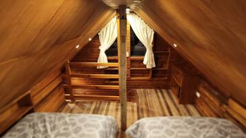 1 bedroom, desk, iron/ironing board, travel crib