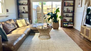 Smart TV, fireplace, video games, DVD player