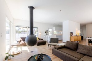 Smart TV, fireplace, video games, books