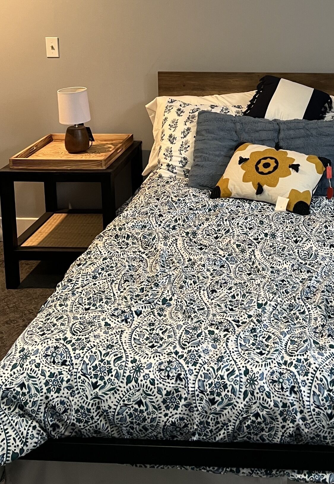 Newly renovated room with 2 high end  beds and bedding.