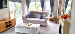 Televisión y chimenea