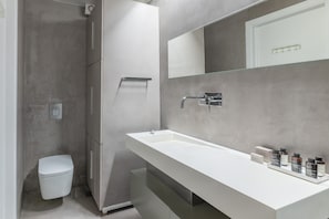 Departamento estándar | Baño | Regadera, amenidades de baño gratuitas, secadora de cabello, toallas 