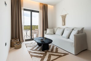 Family Suite, 2 Bedrooms, Balcony | Living area | TV - Eden Kythira (Kithira)