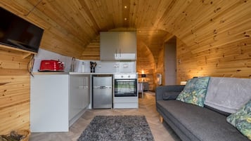 Cabin | Living area | Flat-screen TV, fireplace