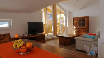 TV, DVD player, books