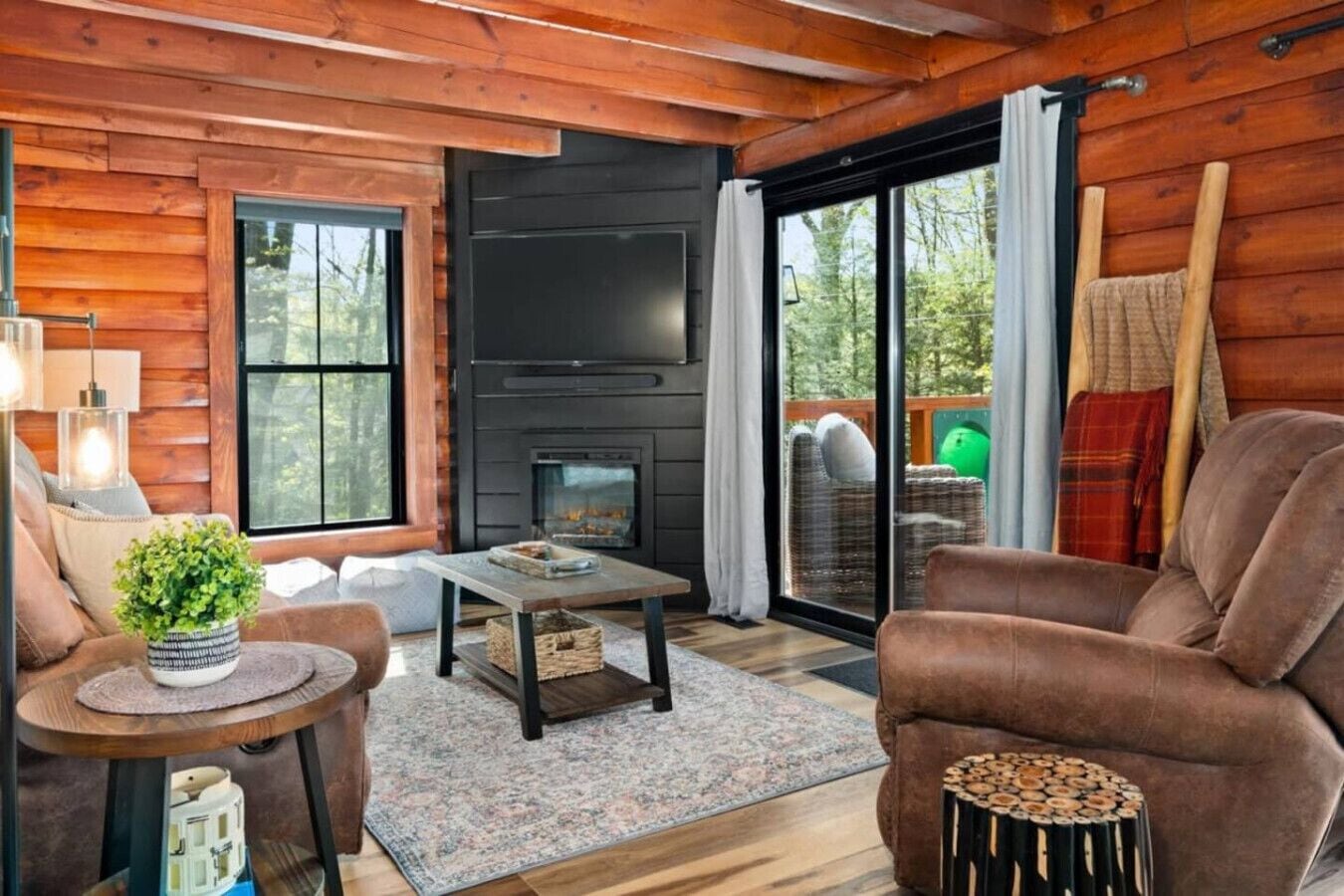 TV, fireplace, video games, stereo