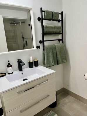 Serviettes fournies, savon, papier toilette
