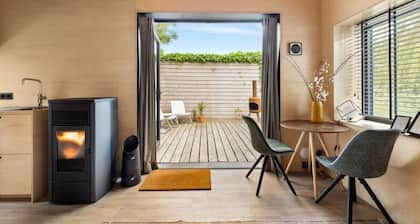 Nature house with wood stove and view