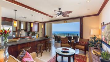 Condo, Multiple Beds, Balcony, Ocean View (Hale Lanikai) | Living area | 50-inch flat-screen TV with digital channels
