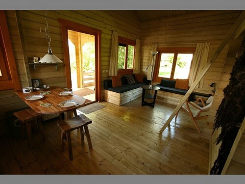 Chalet the Kingfisher on small nature campsite 't Ol Gat
