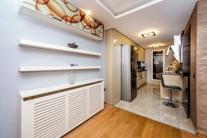 Apartment | Private kitchen | Fridge, microwave, oven, stovetop