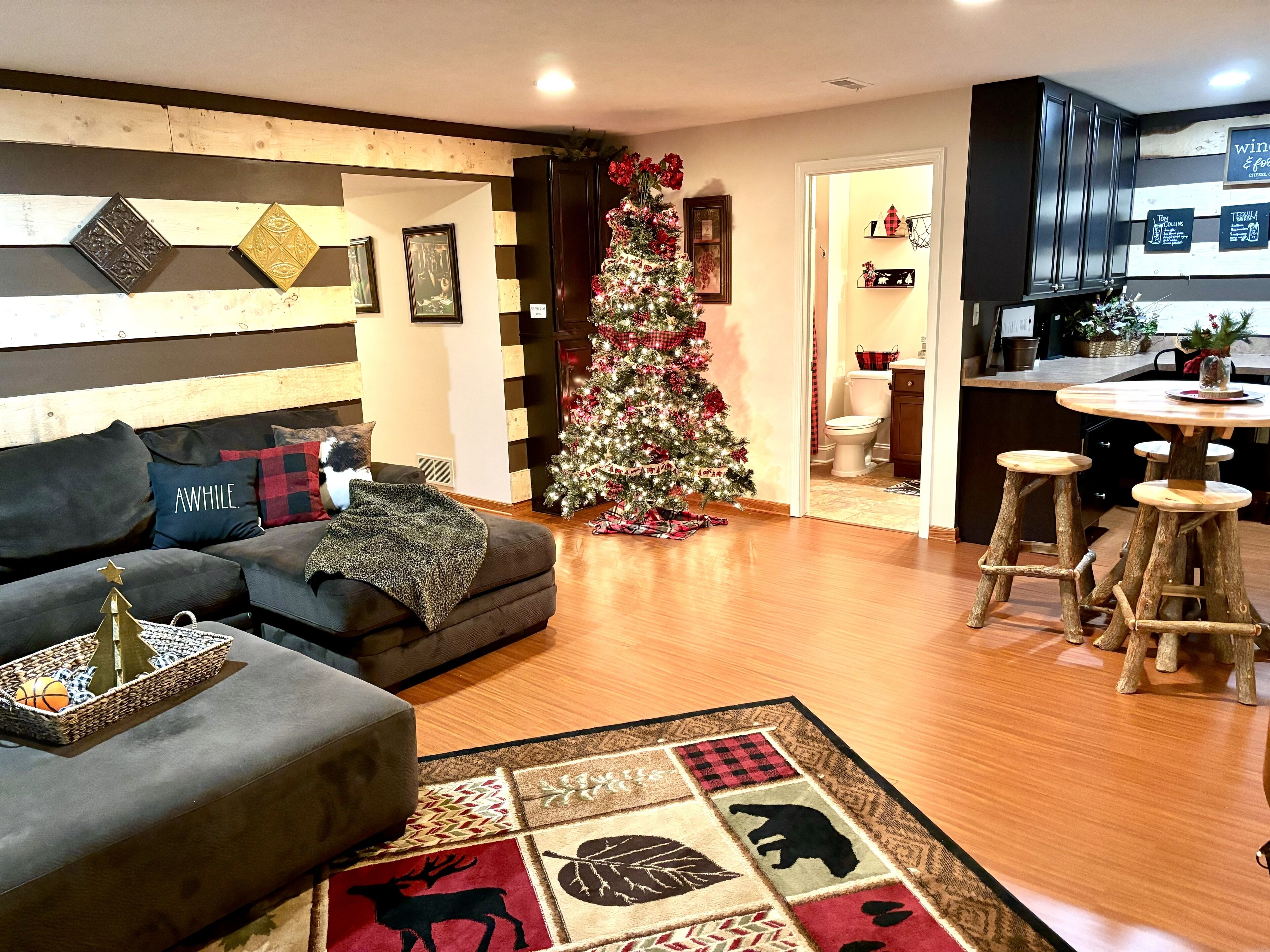 TV connectée, cheminée, chaîne hi-fi