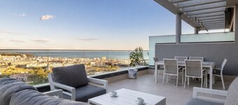 Modern 3 bedroom penthouse with mountain and sea views.