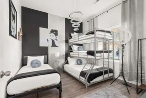 4 bedrooms, memory foam beds, WiFi