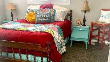 2 bedrooms, desk, iron/ironing board, travel crib