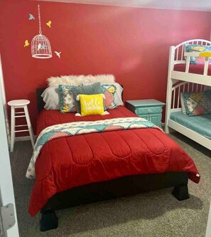 2 bedrooms, desk, iron/ironing board, travel cot