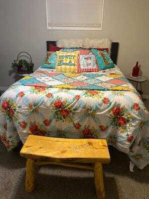 1 bedroom, desk, iron/ironing board, travel crib