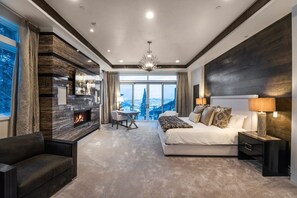 Smart TV, fireplace, video games, DVD player