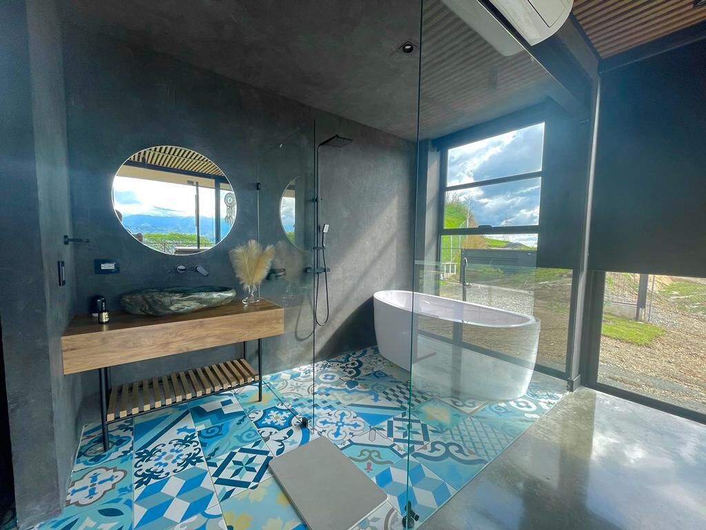 Shower, towels, soap