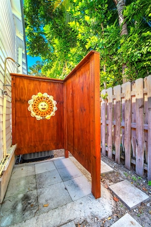 Enter a serene garden setting through this beautifully designed gate.