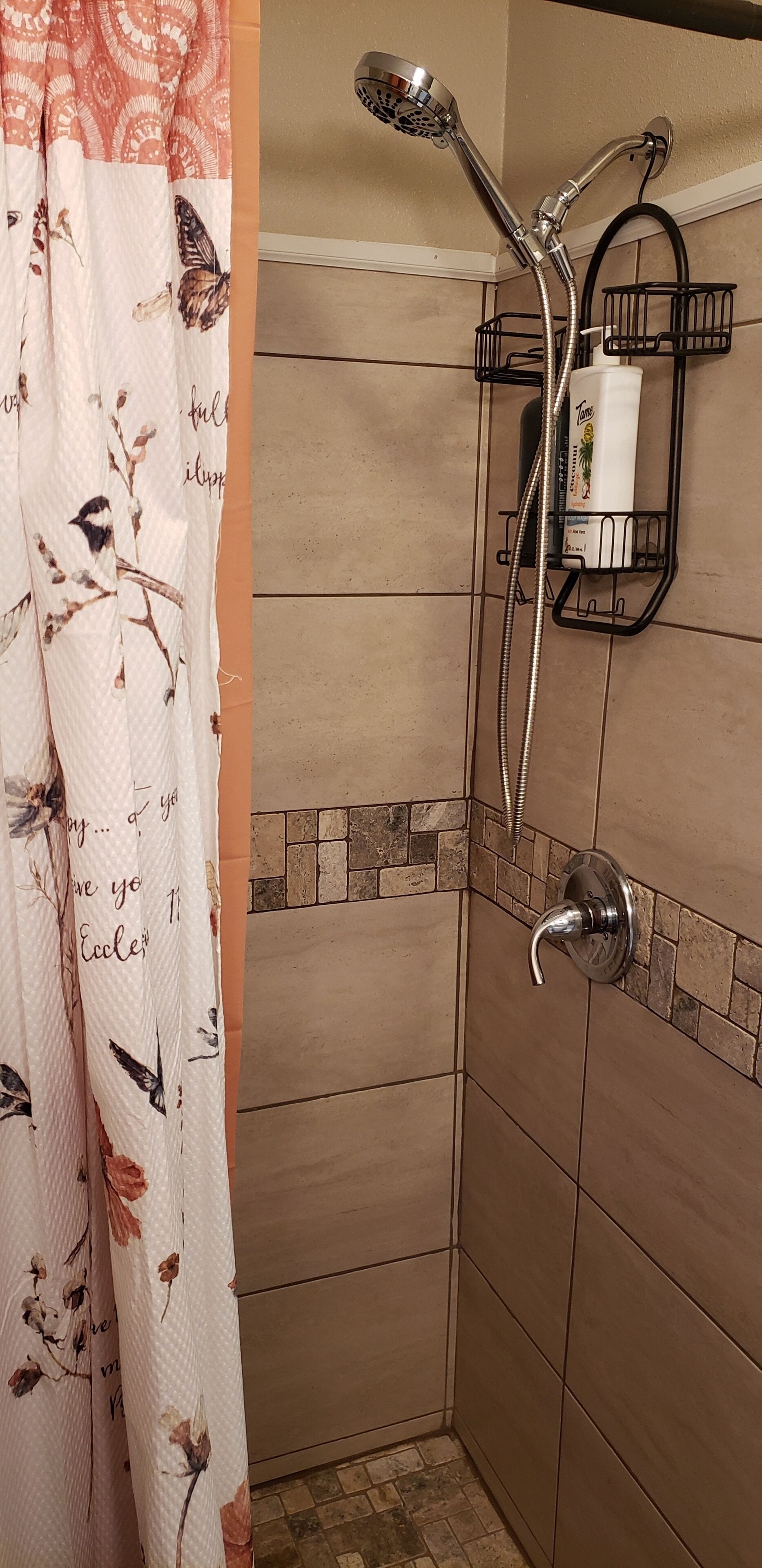 Shower, towels, soap, shampoo