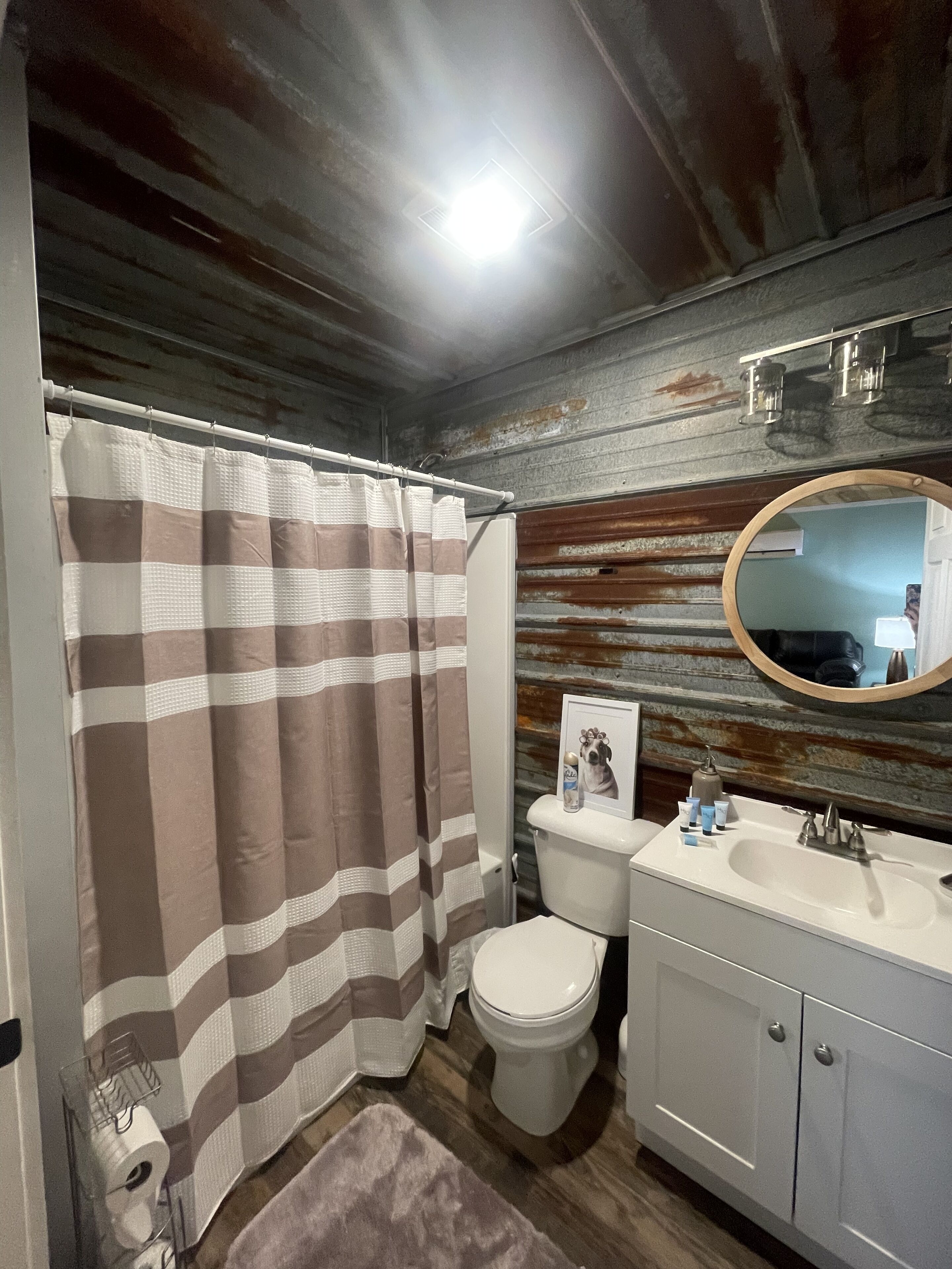 Hair dryer, towels, toilet paper