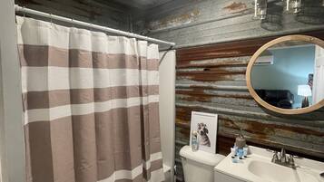 Hair dryer, towels, toilet paper