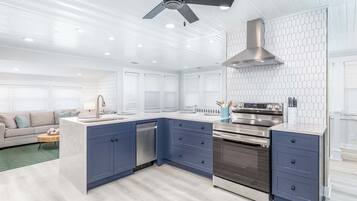 Condo, Multiple Beds, Pool Access, Pool View (House - No Pets Allowed) | Private kitchen | Fridge, microwave, oven, stovetop